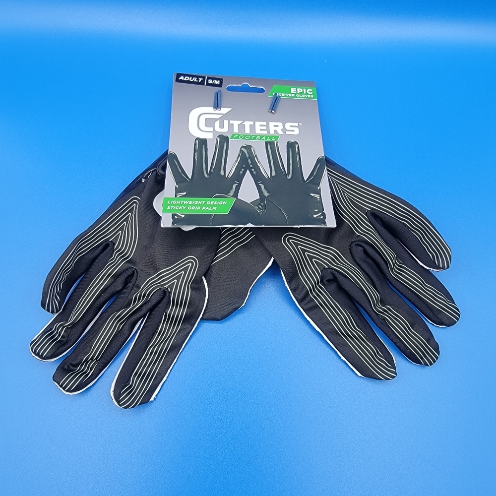 Cutters Epic Football Receiver Lightweight Sticky Grip Palm Gloves Sz S/Med NEW